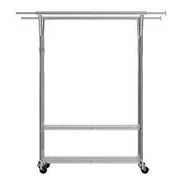 VEVOR Oblečni regal 2 obešalni palici 2 police 106-156x60x147-172.5 cm nastavljiv