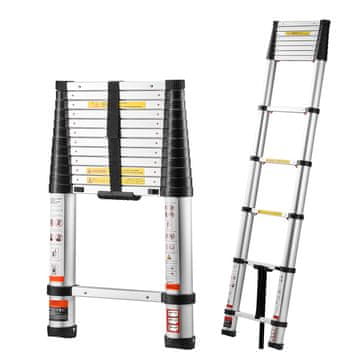 VEVOR Raztegljiva lestev 3.8 m srebrna