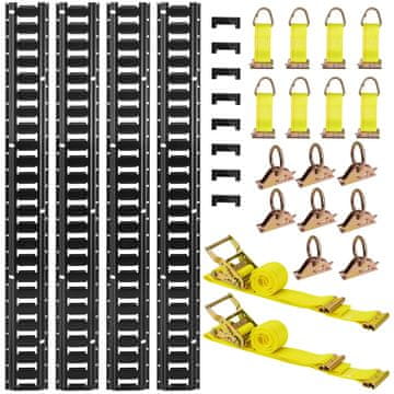 VEVOR Komplekt za pritrdilne letve 4 kosa E Track letve 2.3 m 26-delni set črne barve