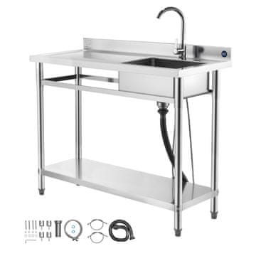 VEVOR Enojna korita za utility pomivalno korito z pipo 1200x500x940 mm iz nerjavečega jekla