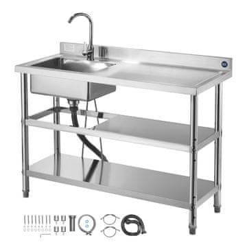 VEVOR Enojna korita za utility pomivalnik 1200x500x940 mm iz nerjavečega jekla