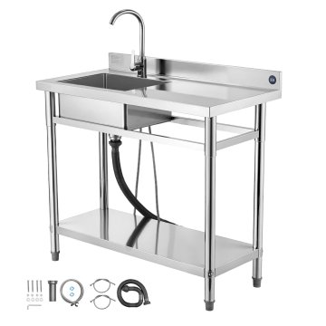 VEVOR Enojna korita za utility z mešalnikom 1000x500x940 mm iz nerjavečega jekla