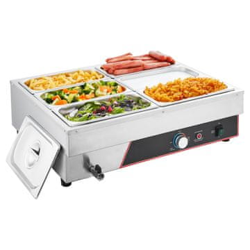 VEVOR Električni grelnik hrane za 6 posod, pultni bife Bain Marie, 69x57x22 cm, srebrn