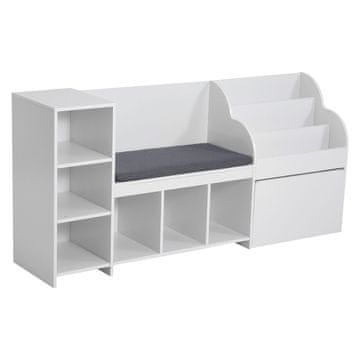 VEVOR Otroški kotiček za branje z shranjevalno klopjo in naslonom 1700x400x800 mm bela