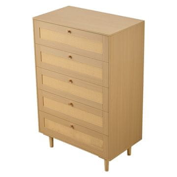 VEVOR Predalnik z 5 predali, ratan, 70.2x40x106.5 cm, naravno leseno