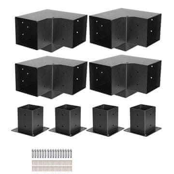 VEVOR Komplet nosilcev za pergolo, 3-smerni kotni nosilec, 92x92 mm, črne barve