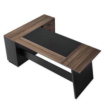 VEVOR Izvršna pisalna miza v obliki črke L 140x37x75.4 cm, rjava, z shranjevalnim prostorom