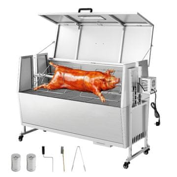VEVOR Rotiserijski žar 1580x550x1040 mm, nosilnost 60 kg, nerjaveče jeklo, nastavljiva višina
