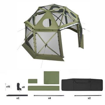 VEVOR Paviljon zaslon šotor sferičen 13-stranski 3.96x3.96x2.26 m zelen
