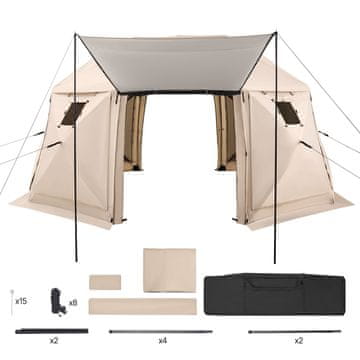 VEVOR Paviljoniekraan Telk 13-küljeline sfääriline 4.57x4.57x2.26 m beež