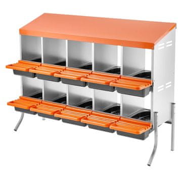 VEVOR Piščančje gnezdene škatle 10 prekatov 1320x525x990 mm oranžne barve