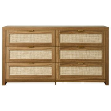 VEVOR Predalnik z 6 predali, dvojni predalnik, 144.5x45x79.5 cm, oreh