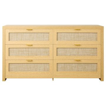 VEVOR Komoda 6 predalov, ratan, 144.5x45x79.5 cm, barva burlywood