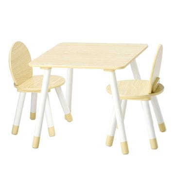 VEVOR Otroška miza in stol komplet, miza 50x50x43.7 cm, stol 28.2x28.2x48 cm, bela