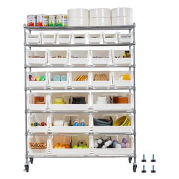 VEVOR Stojalo za shranjevanje s 7 nivoji, premično, 355x1110x1490 mm, na kolesih