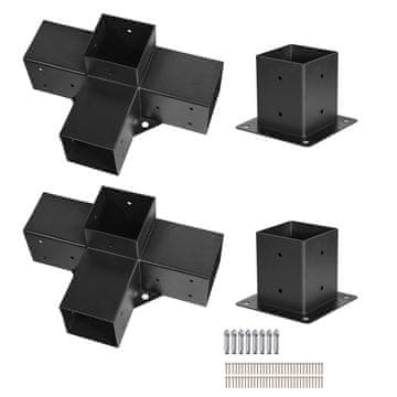 VEVOR Komplet nosilcev za pergolo 4-smerni kot 92x92 mm črn