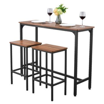 VEVOR Set barske mize in stolov, 3-delni, 1200x400x900 mm, rjave barve