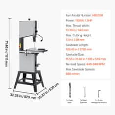 VEVOR Tračna žaga HBS350 820x530x1815 mm kovinska