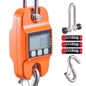 VEVOR Digitalna ročna viseča tehtnica Crane, 285x80x85 mm, oranžna