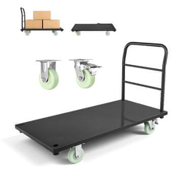 VEVOR Industrijski platformni voziček 1220x610x815 mm 907.18 kg jeklo vrtljiva kolesa