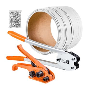 VEVOR Komplet za vezanje, ročni težki trak za zatesnitev s 100 m PP trakom, 255x150x65 mm, oranžen