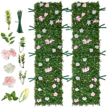 VEVOR Umetna cvetna stenska dekoracija 61x243.8 cm zelena 2 panela