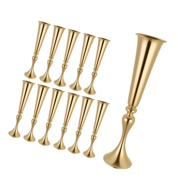VEVOR Set vaza za cvetje Trumpet, osrednji okras za mizo, 13x55 cm, zlata barva