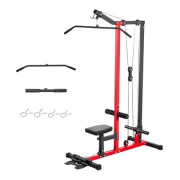 VEVOR Lat naprava za poteg navzdol 2-v-1 veslaški kabel 1370x720x2080 mm črna