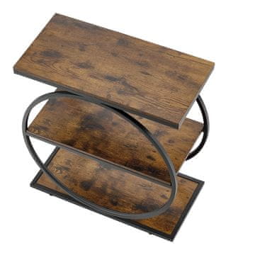 VEVOR Končna miza 3-nadstropna ozka stranska miza 60x30x65 cm rjava