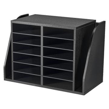 VEVOR Organizator za literaturo 12 predelkov 59x30x41 cm Črn