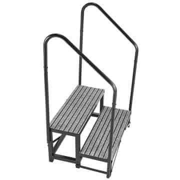 VEVOR RV stopnice 2 stopnji z dvojno ograjo 74x53x112 cm črne barve