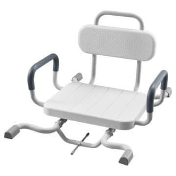 VEVOR Stol za prho z vrtljivim sedežem, nasloni za roke in hrbtom 79x54x47 cm, nosilnost 100 kg, bel