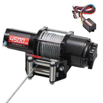 VEVOR Električna vitel 2041 kg 12V s 6 mm x 12 m jeklenim jeklenim vrvjo 347x117x127 mm