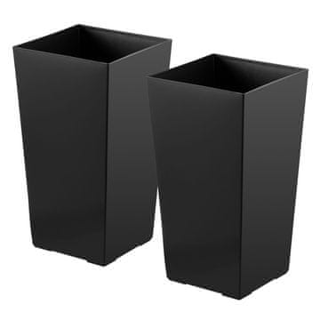 VEVOR Set cvetličnih loncev, zožen kvadrat, 30x30x55 cm, črna