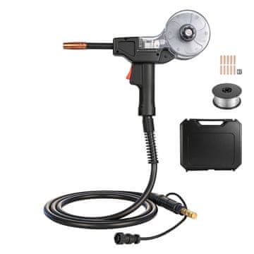 VEVOR Spool pištola 130A 3m kabel 360x250x80 mm črna