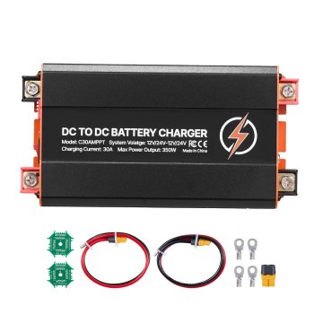 VEVOR DC na DC polnilec 350W 30A, dvojni vhod za sončno energijo in alternator, polnjenje baterije
