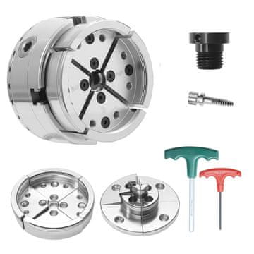 VEVOR Vpenjalna glava stružnice 4 čeljusti samocentrirajoča 10.2x10.2x7.8 cm srebrna