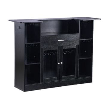 VEVOR Bar kabinet 4-nadstropni s predalom za shranjevanje, police 150x46x110 cm, črn