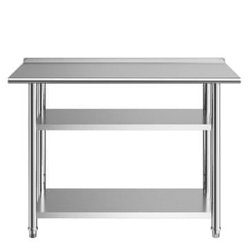 VEVOR Delovna miza 61x122 cm iz nerjavečega jekla, srebrna
