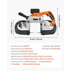 VEVOR Prenosna trakasta žaga 127x115 mm globina rezanja 500x170x290 mm brezžična