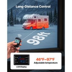 VEVOR Prenosni dizelski grelnik zraka 8KW z daljinskim upravljalnikom in LCD zaslonom, dimenzije 380x140x175 mm