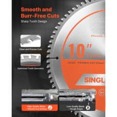 VEVOR Krožna žaga rezilo 254x2.6x15.875 mm 80 zob aluminijasto rezanje srebrno