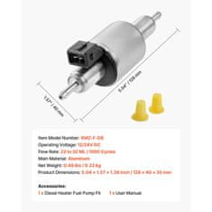 VEVOR Dieselska grelna črpalka goriva 128x40x35 mm 22 do 32 ml 12/24V tiho delovanje