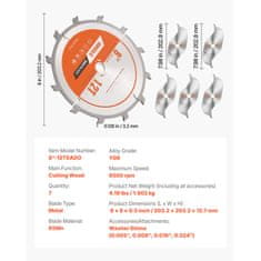 VEVOR Set rezil Dado, premer 203 mm, 12 zob, 15.875 mm gred, fino brušenje