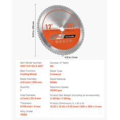VEVOR Krožna žaga rezilo 305x305x3 mm za rezanje lesa