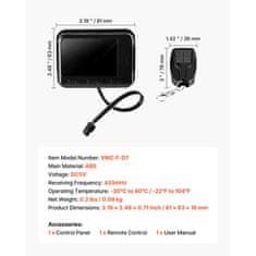 VEVOR Daljinski upravljalnik za dizelski grelec zraka, LCD zaslon, 81x63x18 mm
