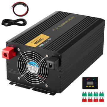 VEVOR Inverter moči čisti sinusni val 3000 W DC 24V na AC 230V 40.6x20.5x14.7 cm