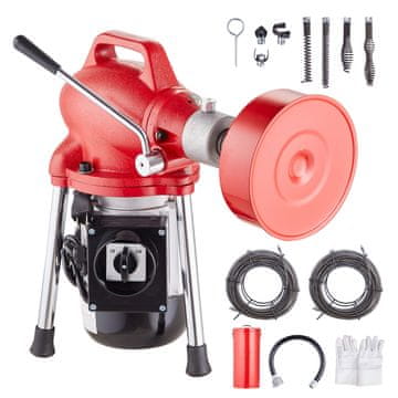 VEVOR Stroj za čiščenje odtokov 370W 260x260x445 mm ročno podajanje