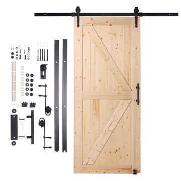 VEVOR Komplet drsnih vrat in strojne opreme 91.4x213.4 cm rjave barve