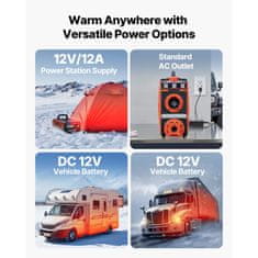 VEVOR Dieselski grelec zraka 8KW vse v enem prenosni 505x227x446 mm črn